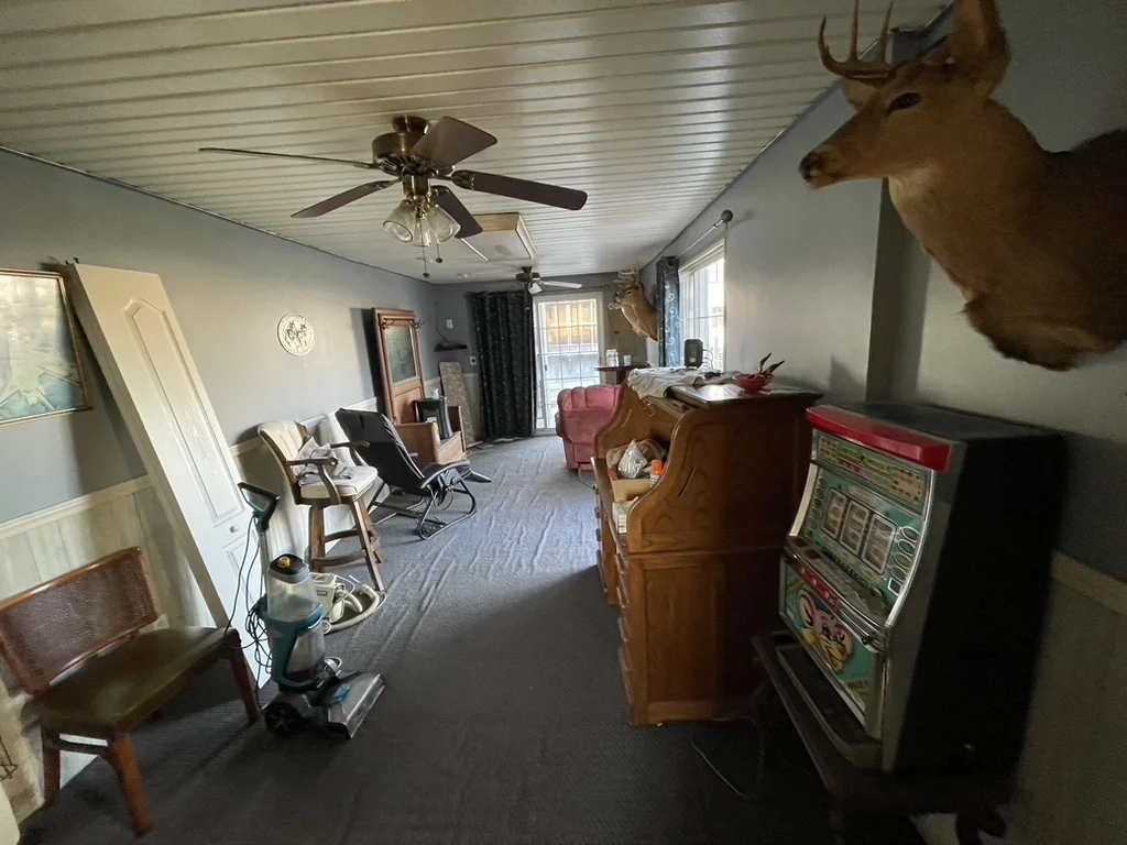 Probate house room with belongings before cleanout